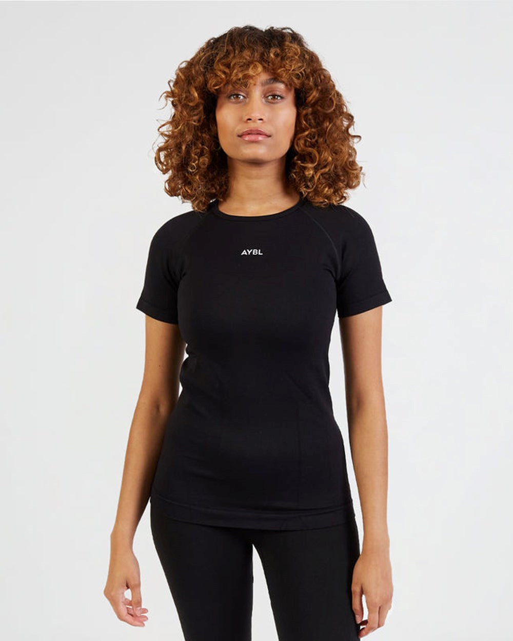 AYBL Motion Seamless T Shirt Czarne | 356724-NYQ