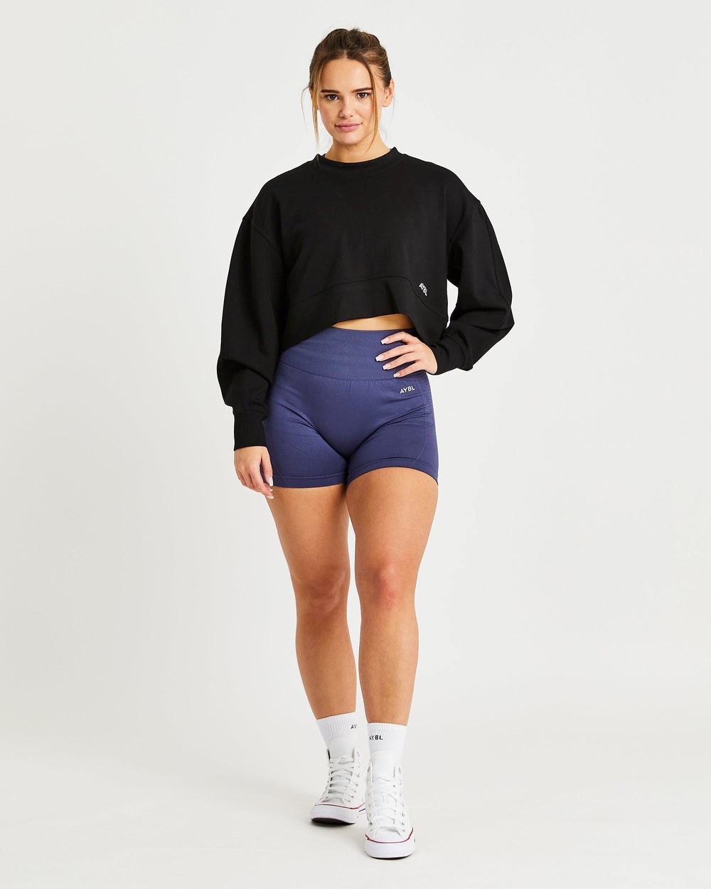 AYBL Oversized Crop Jumper Czarne | 583210-EGI