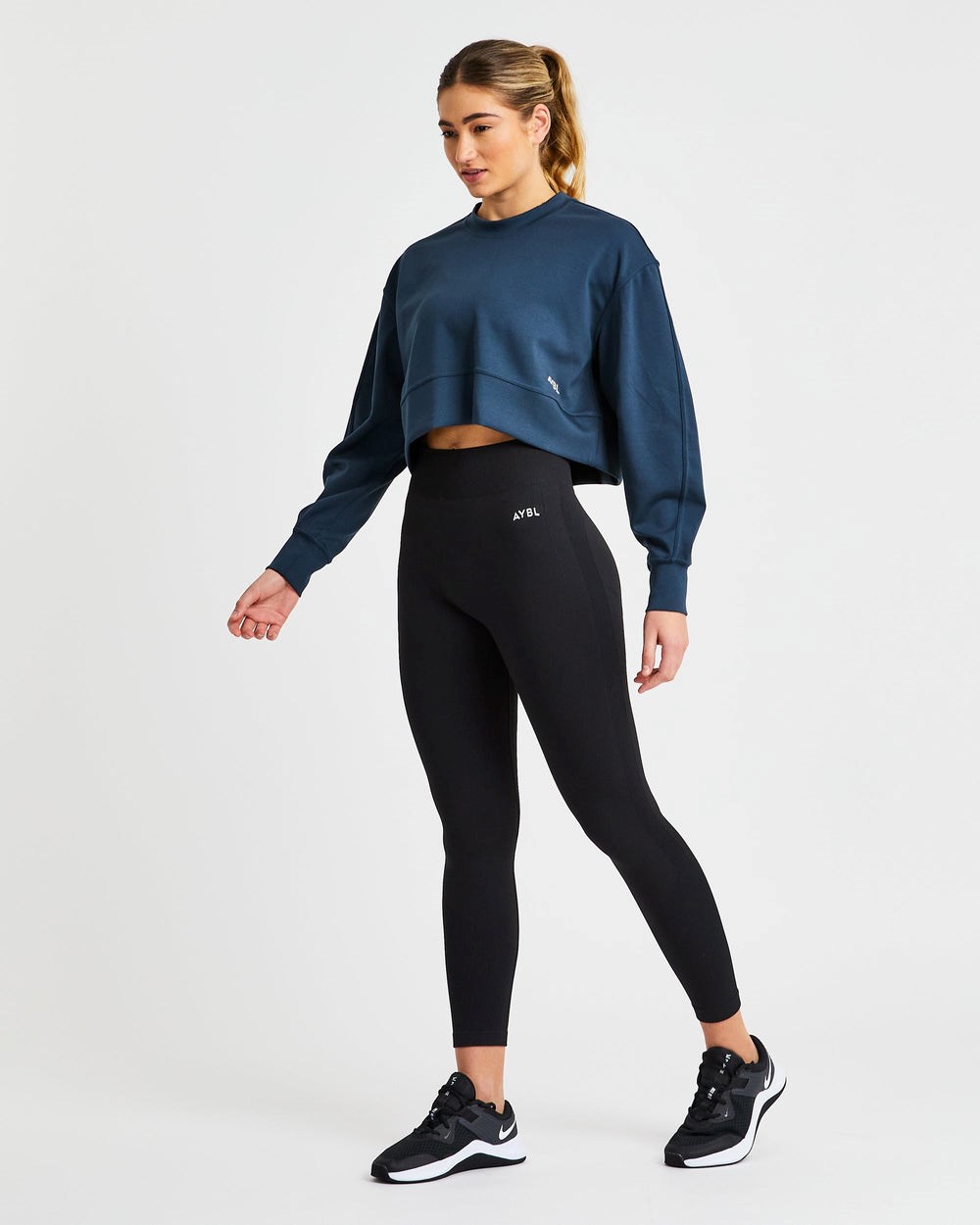 AYBL Oversized Crop Jumper Granatowe | 375264-YOB