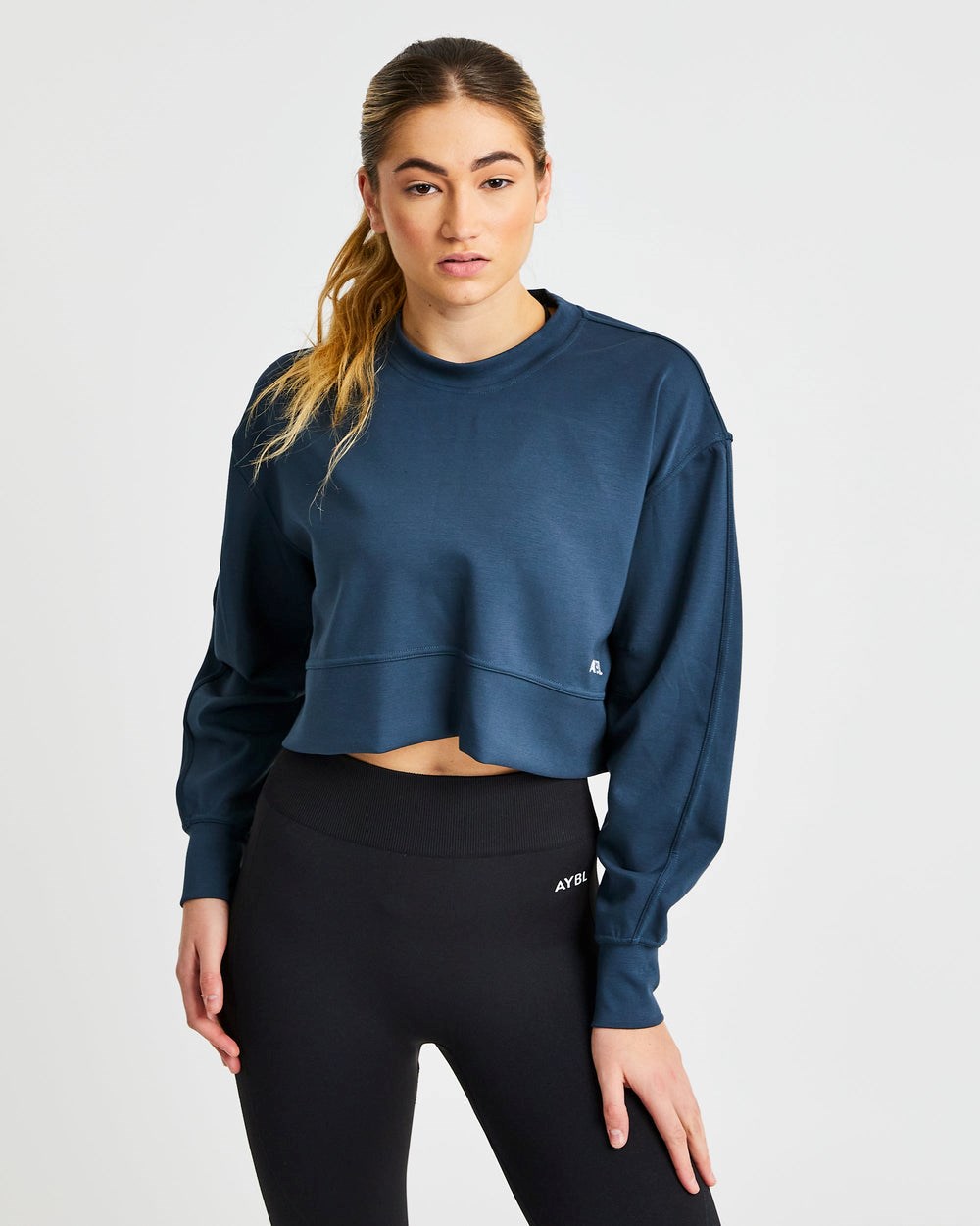 AYBL Oversized Crop Jumper Granatowe | 375264-YOB