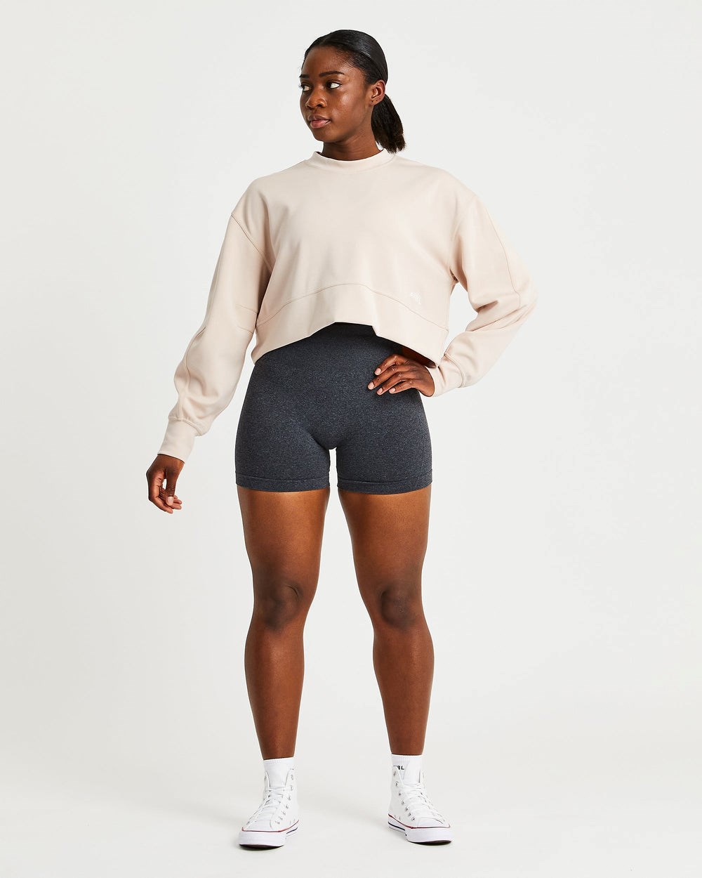 AYBL Oversized Crop Jumper Kremowe | 678492-ZCE