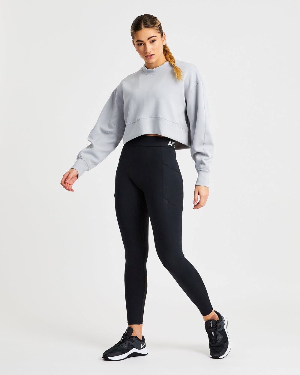 AYBL Oversized Crop Jumper Szare | 364159-KRS