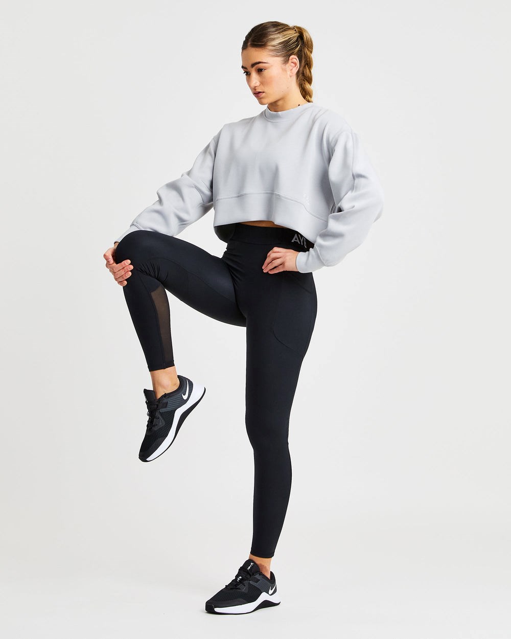 AYBL Oversized Crop Jumper Szare | 364159-KRS