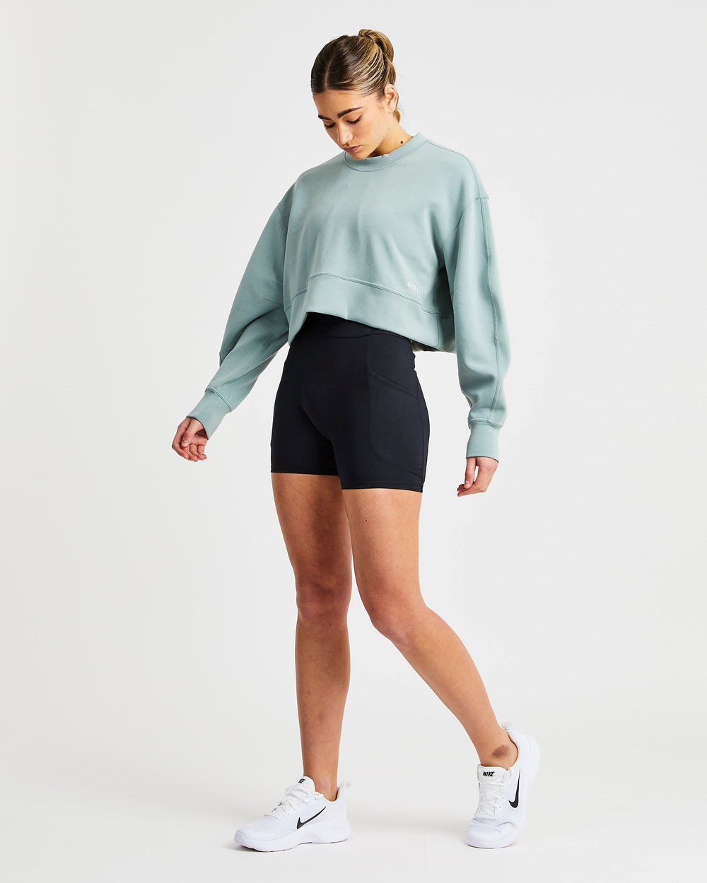 AYBL Oversized Crop Jumper Zielone | 295738-VPQ