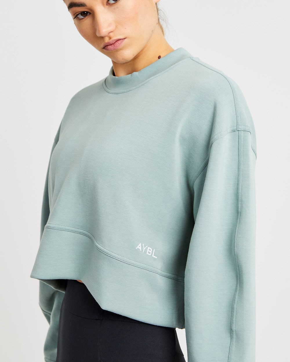 AYBL Oversized Crop Jumper Zielone | 295738-VPQ