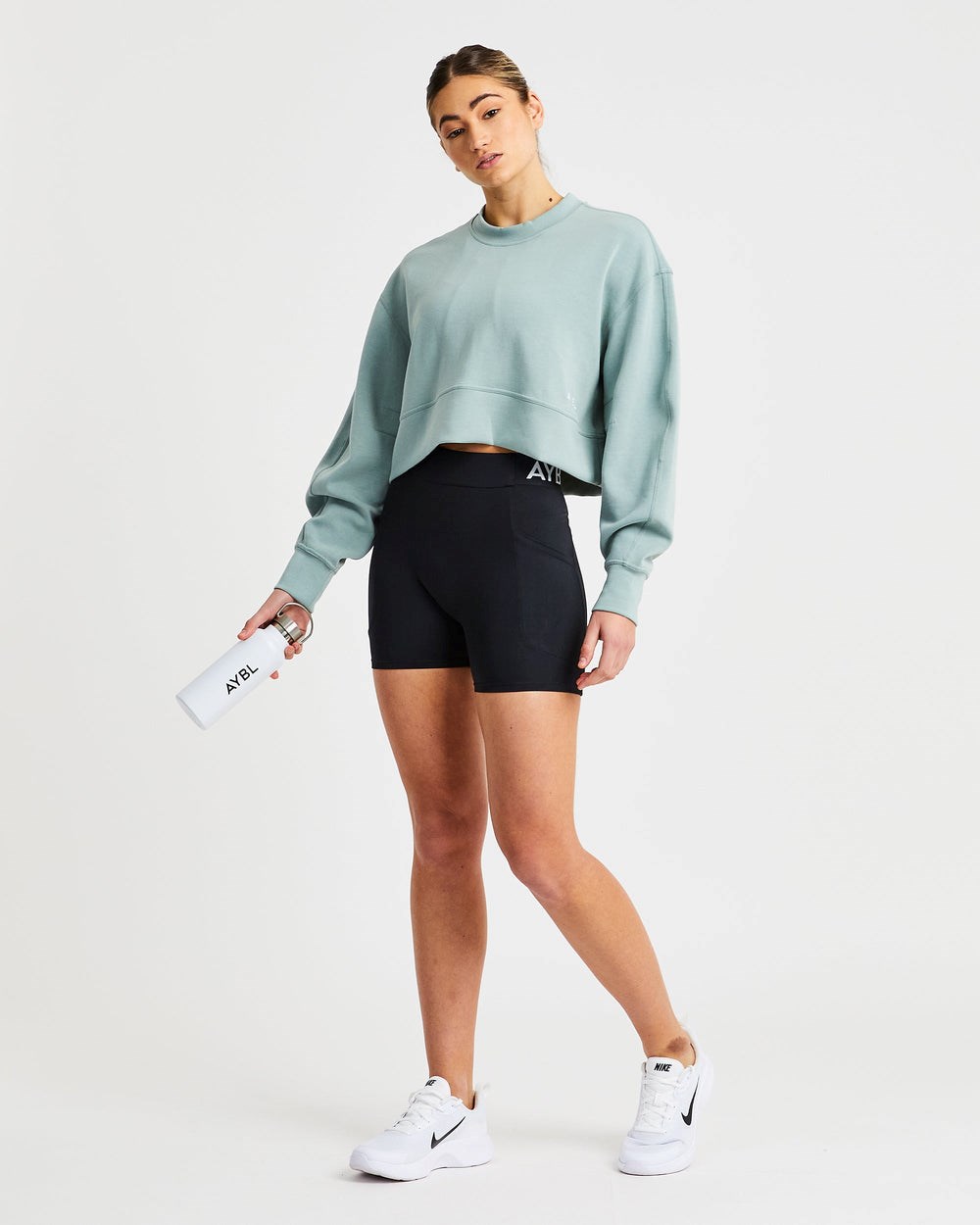 AYBL Oversized Crop Jumper Zielone | 295738-VPQ