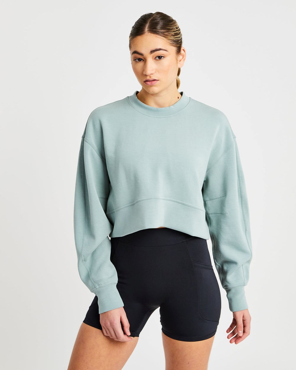 AYBL Oversized Crop Jumper Zielone | 295738-VPQ