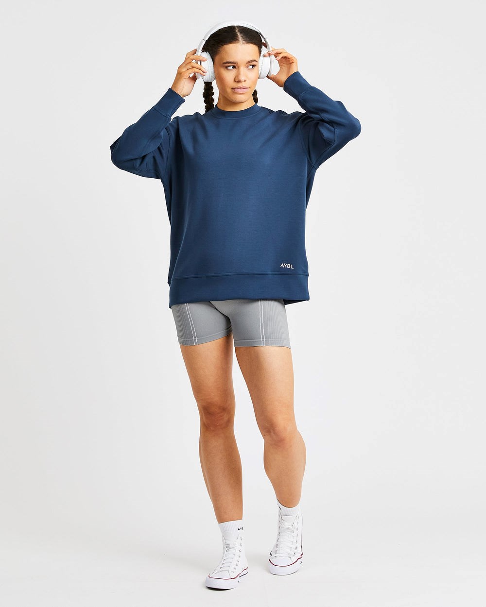 AYBL Oversized Jumper Granatowe | 714269-CKZ