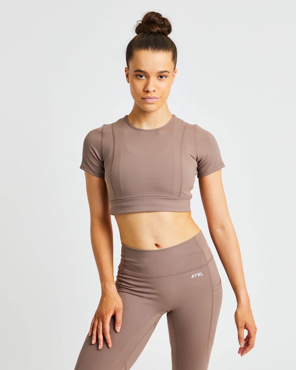 AYBL Pace Crop Top Brązowe | 253674-YKZ