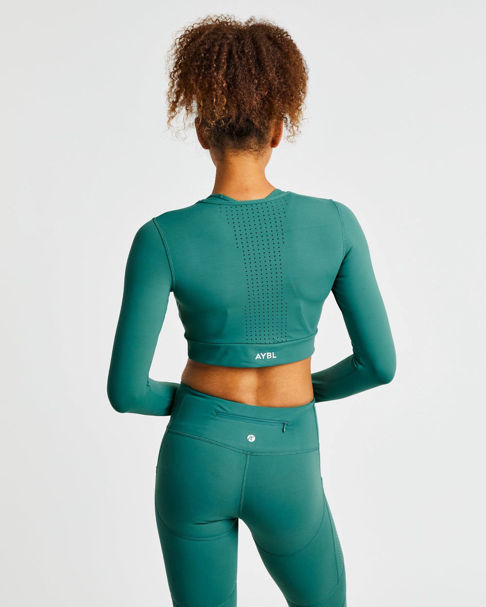 AYBL Pace Long Sleeve Crop Top Jasny Zielone | 527914-NSH