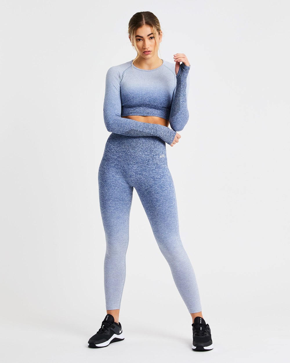 AYBL Pulse Ombré Seamless Leggings Granatowe | 624189-JSI