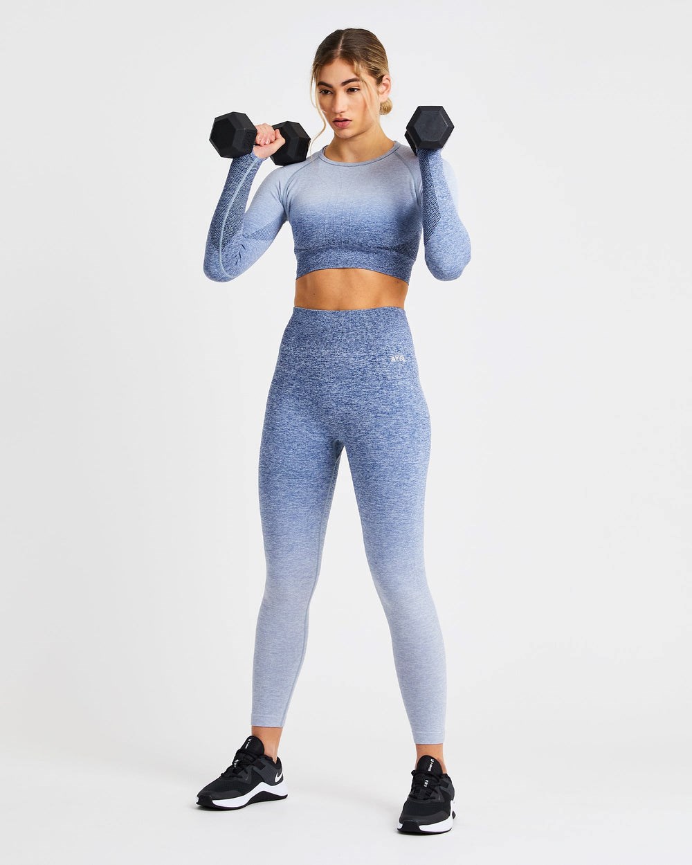 AYBL Pulse Ombré Seamless Leggings Granatowe | 624189-JSI