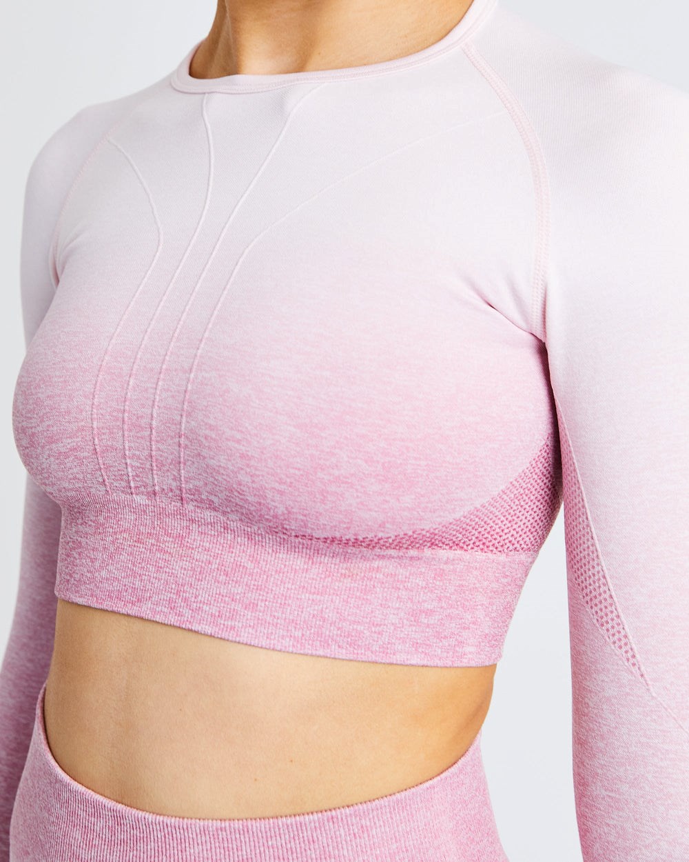 AYBL Pulse Ombré Seamless Long Sleeve Crop Top Różowe | 026741-JEU