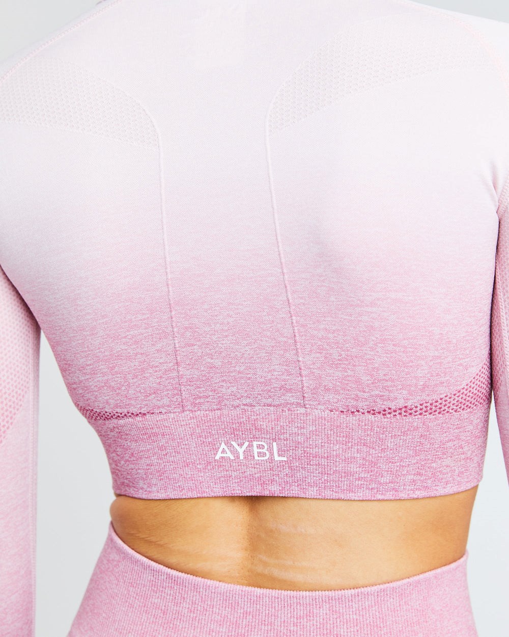 AYBL Pulse Ombré Seamless Long Sleeve Crop Top Różowe | 026741-JEU