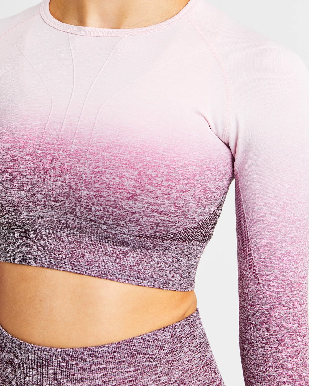 AYBL Pulse Ombré Seamless Long Sleeve Crop Top Plum | 182675-TKG