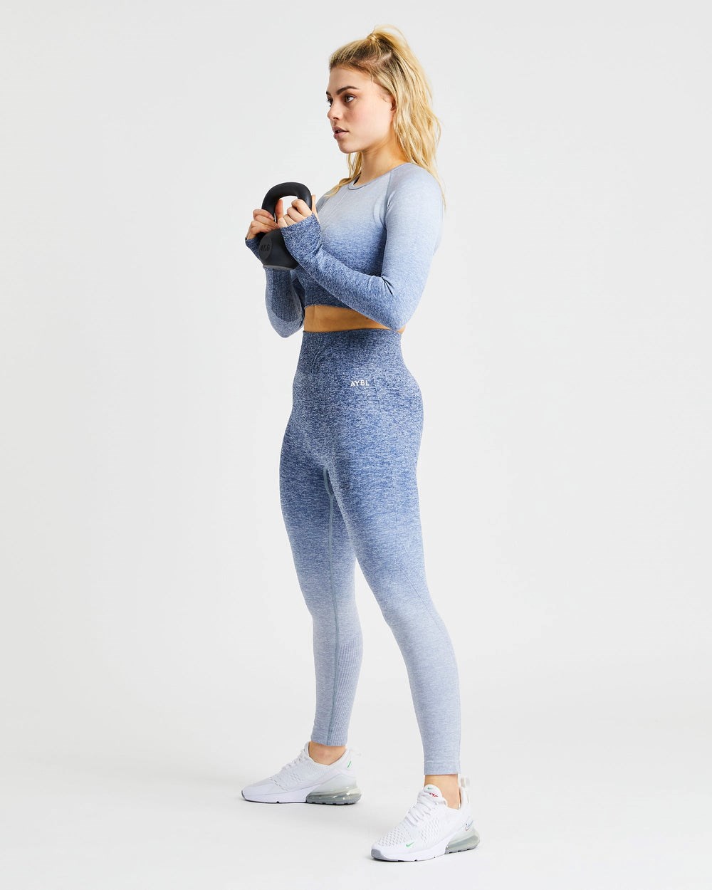 AYBL Pulse Ombré Seamless Long Sleeve Crop Top Granatowe | 261870-PEA