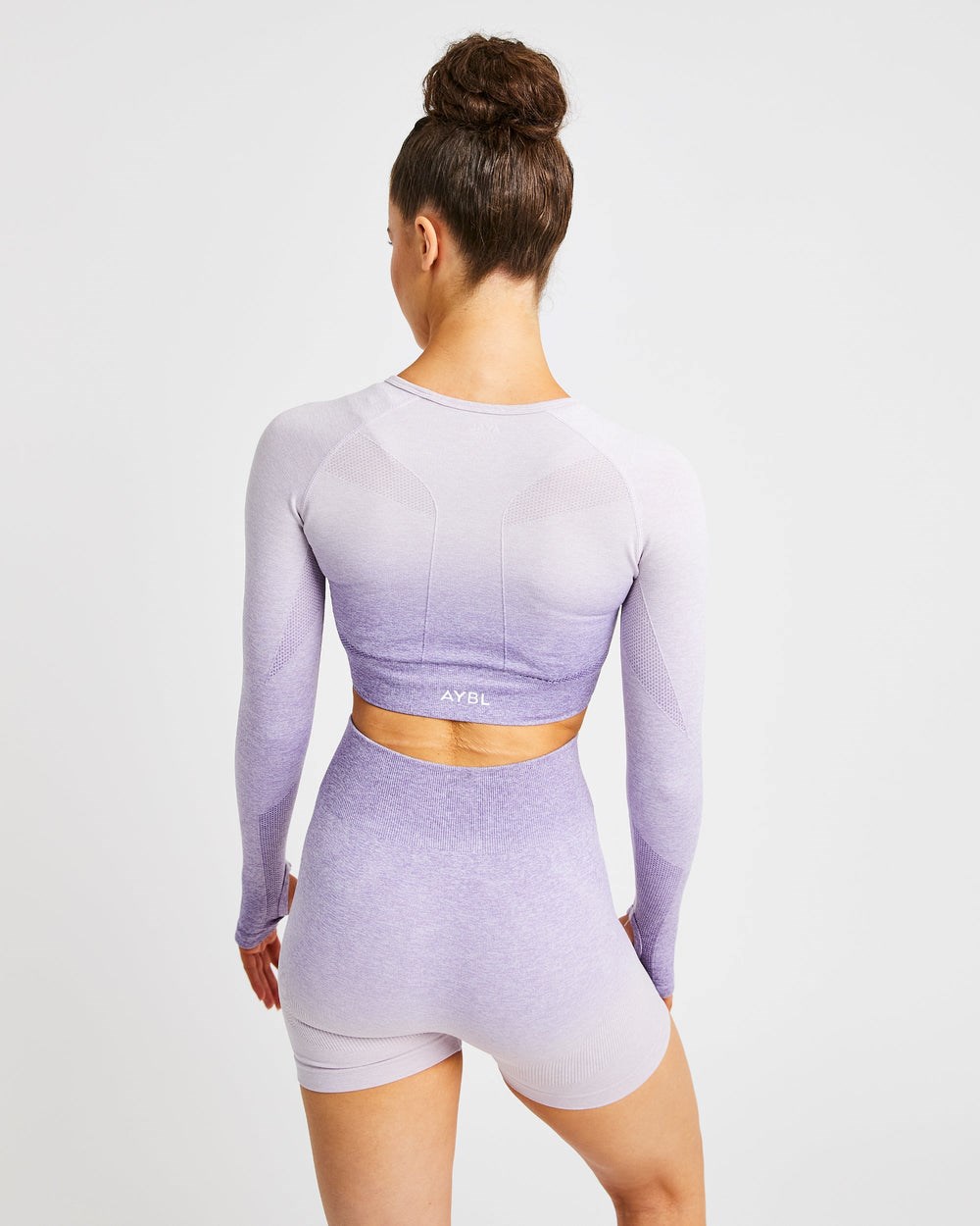 AYBL Pulse Ombré Seamless Long Sleeve Crop Top Lilac | 476319-QEV