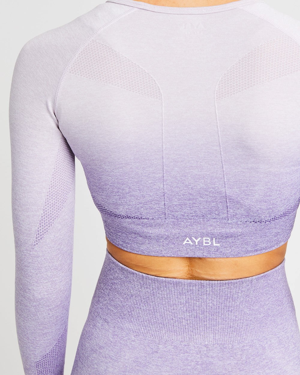 AYBL Pulse Ombré Seamless Long Sleeve Crop Top Lilac | 476319-QEV