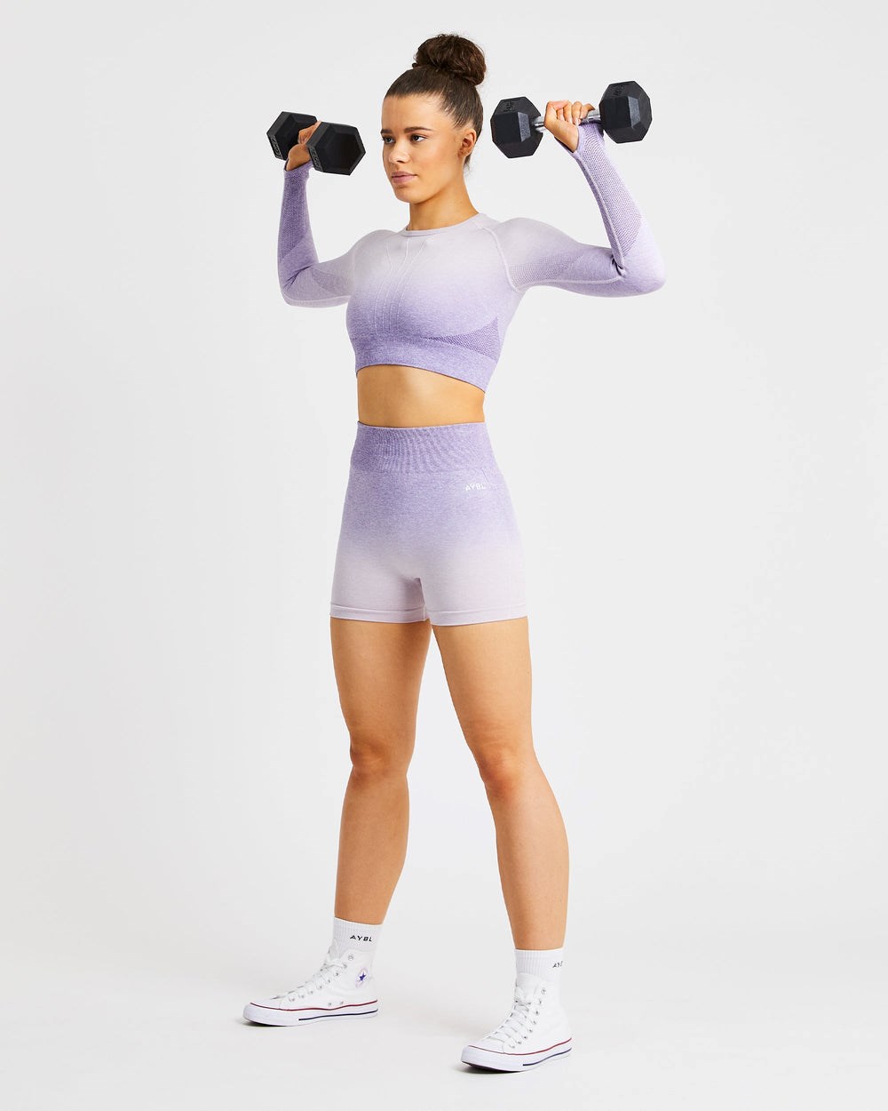 AYBL Pulse Ombré Seamless Long Sleeve Crop Top Lilac | 476319-QEV