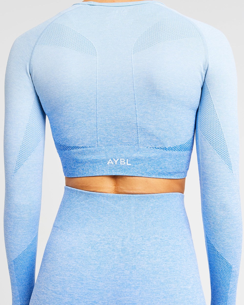 AYBL Pulse Ombré Seamless Long Sleeve Crop Top Niebieskie | 830792-LAR