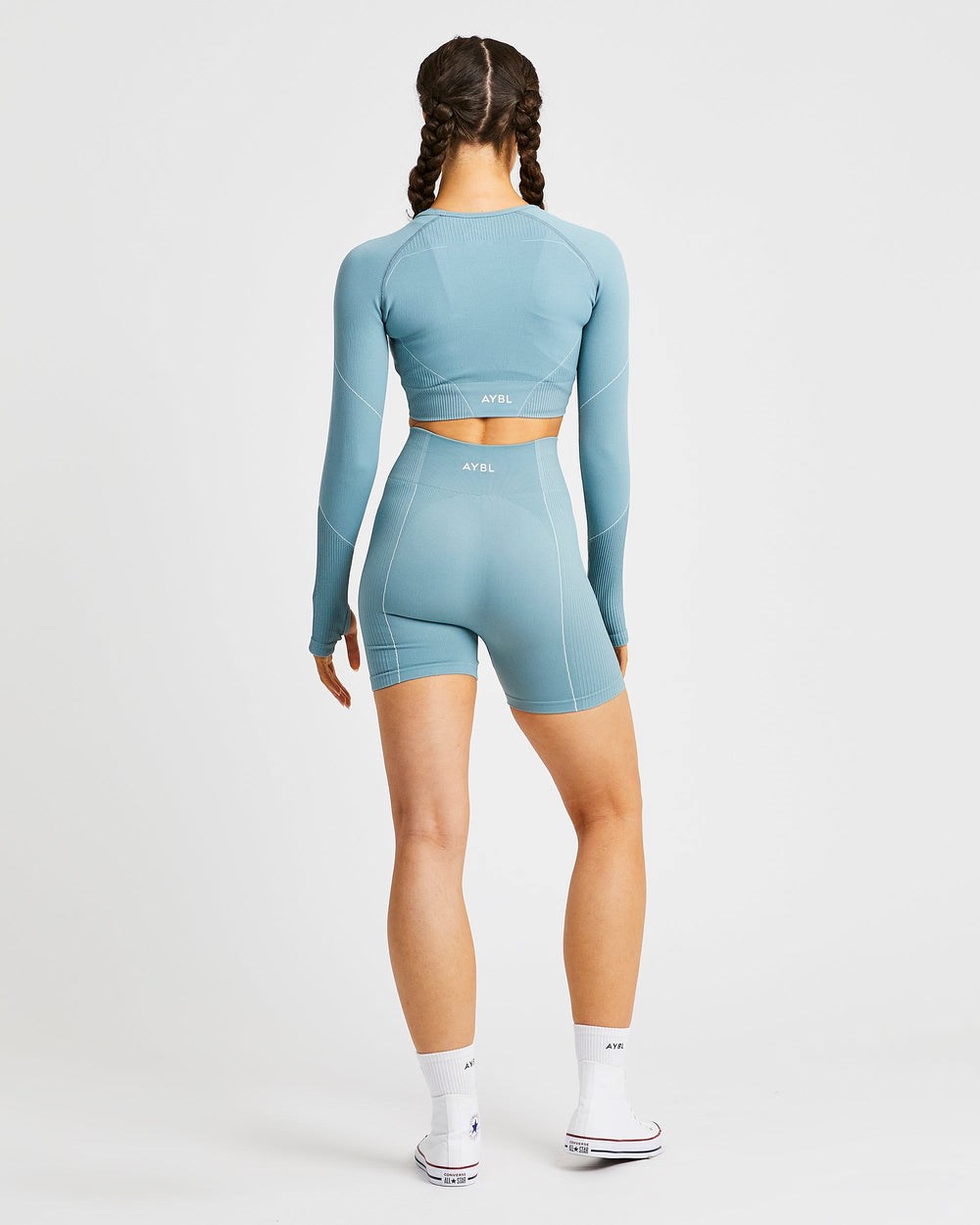 AYBL Reflex Seamless Long Sleeve Crop Top Teal | 238417-VIW