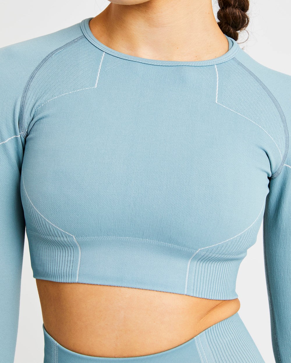 AYBL Reflex Seamless Long Sleeve Crop Top Teal | 238417-VIW