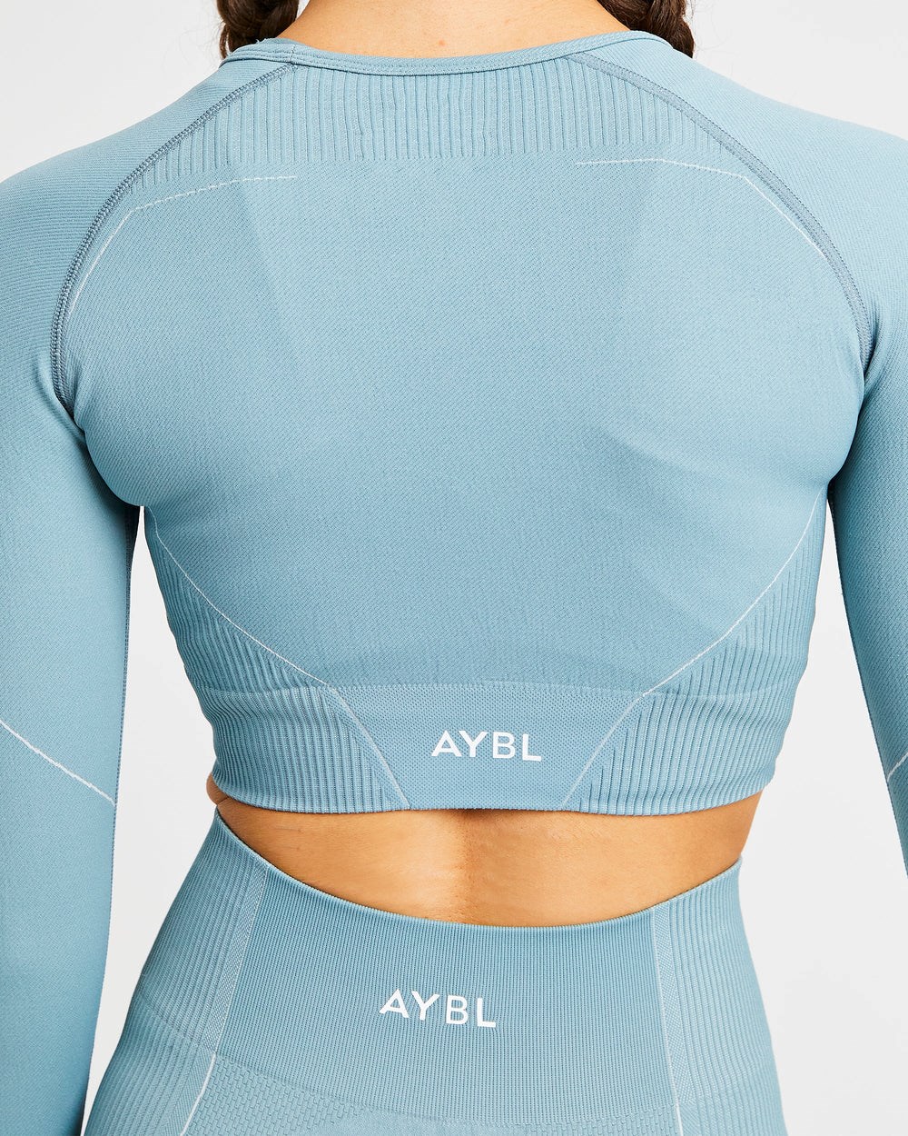 AYBL Reflex Seamless Long Sleeve Crop Top Teal | 238417-VIW