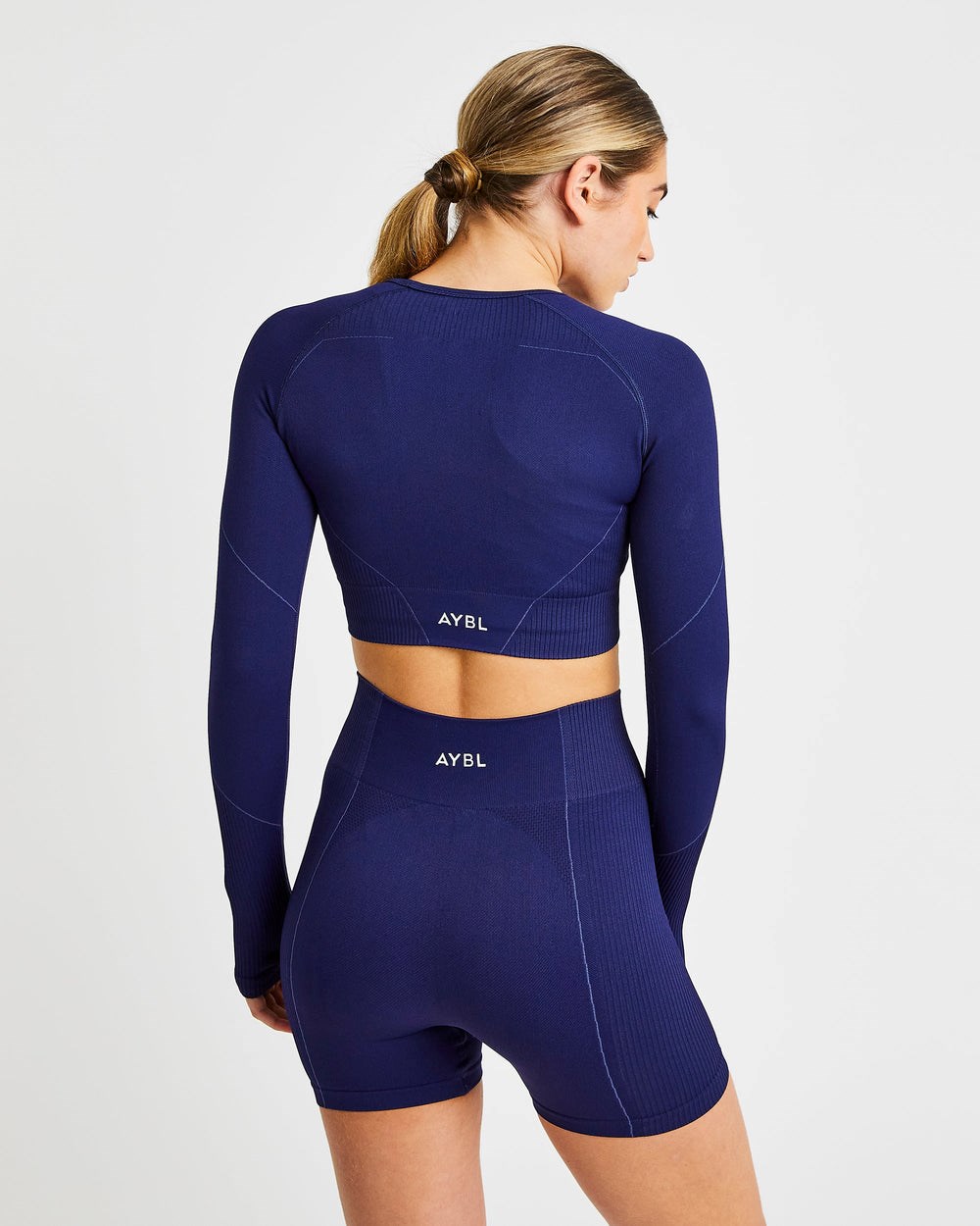 AYBL Reflex Seamless Long Sleeve Crop Top Królewski Niebieski Niebieskie | 254810-BKR