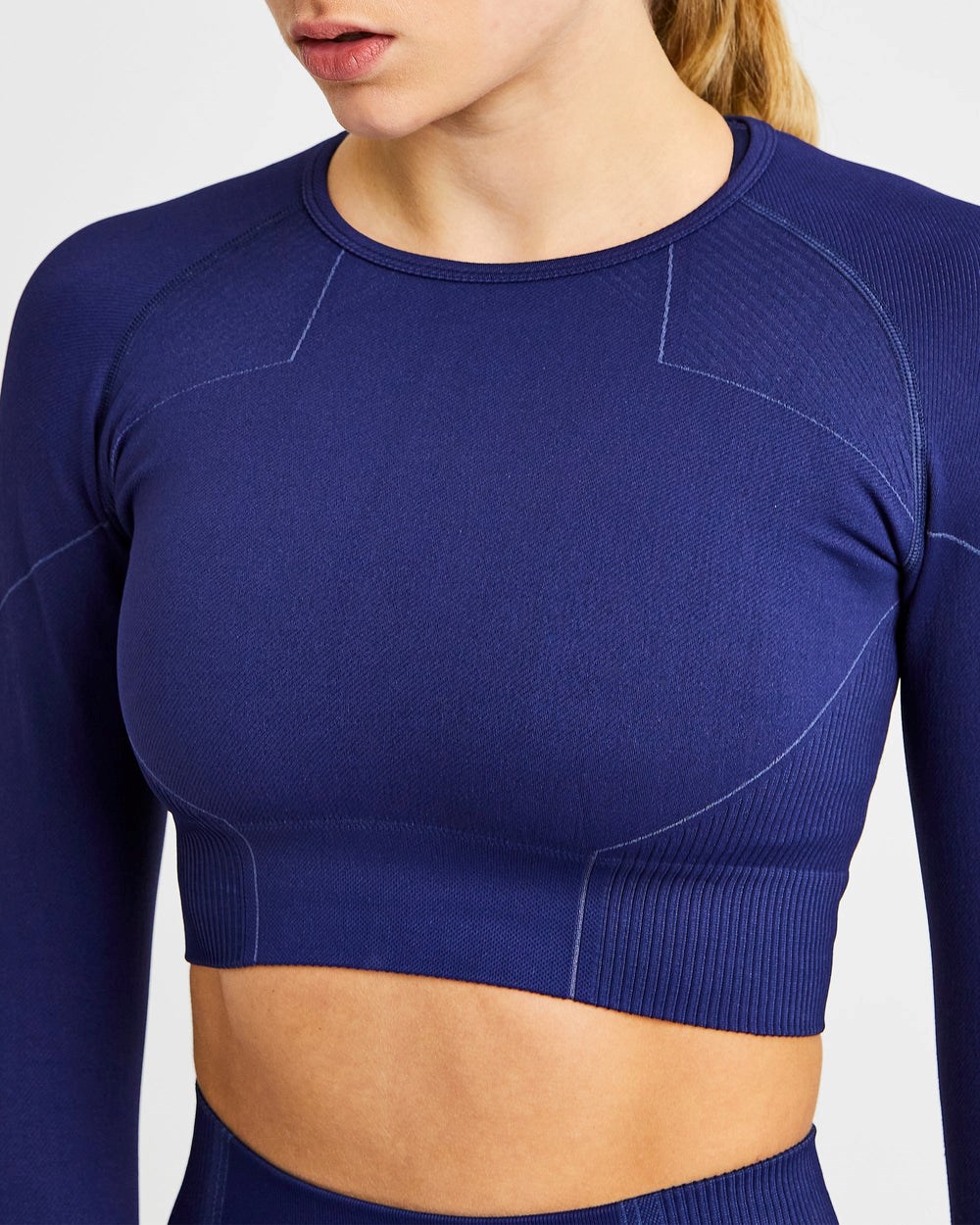 AYBL Reflex Seamless Long Sleeve Crop Top Królewski Niebieski Niebieskie | 254810-BKR