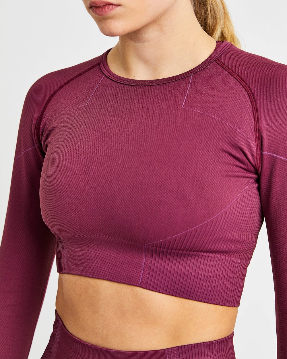 AYBL Reflex Seamless Long Sleeve Crop Top Plum | 802463-OYH