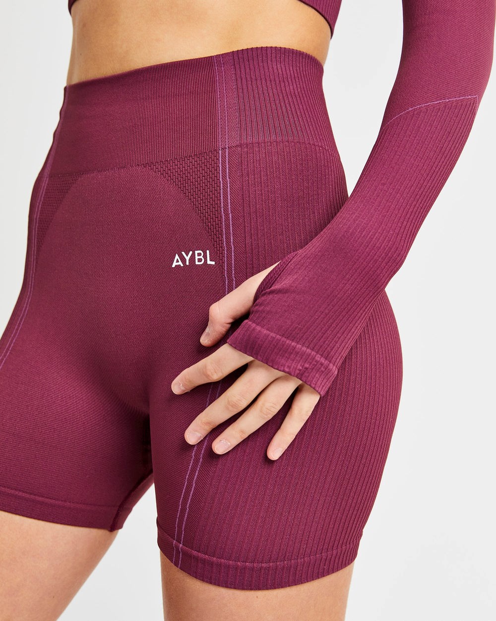 AYBL Reflex Seamless Long Sleeve Crop Top Plum | 802463-OYH