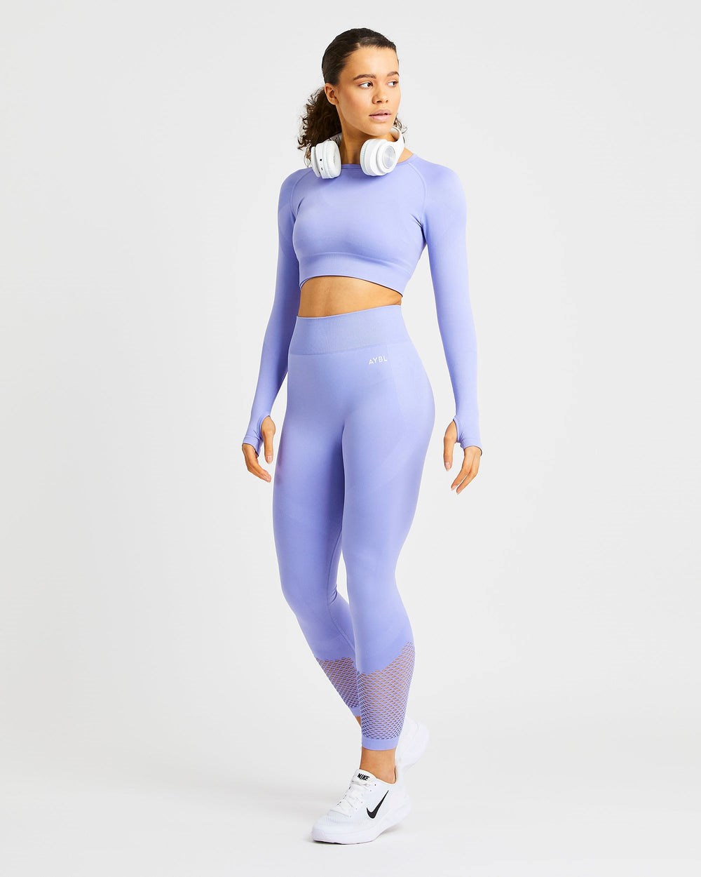 AYBL Reform Seamless Long Sleeve Crop Top Fioletowe | 034168-APM