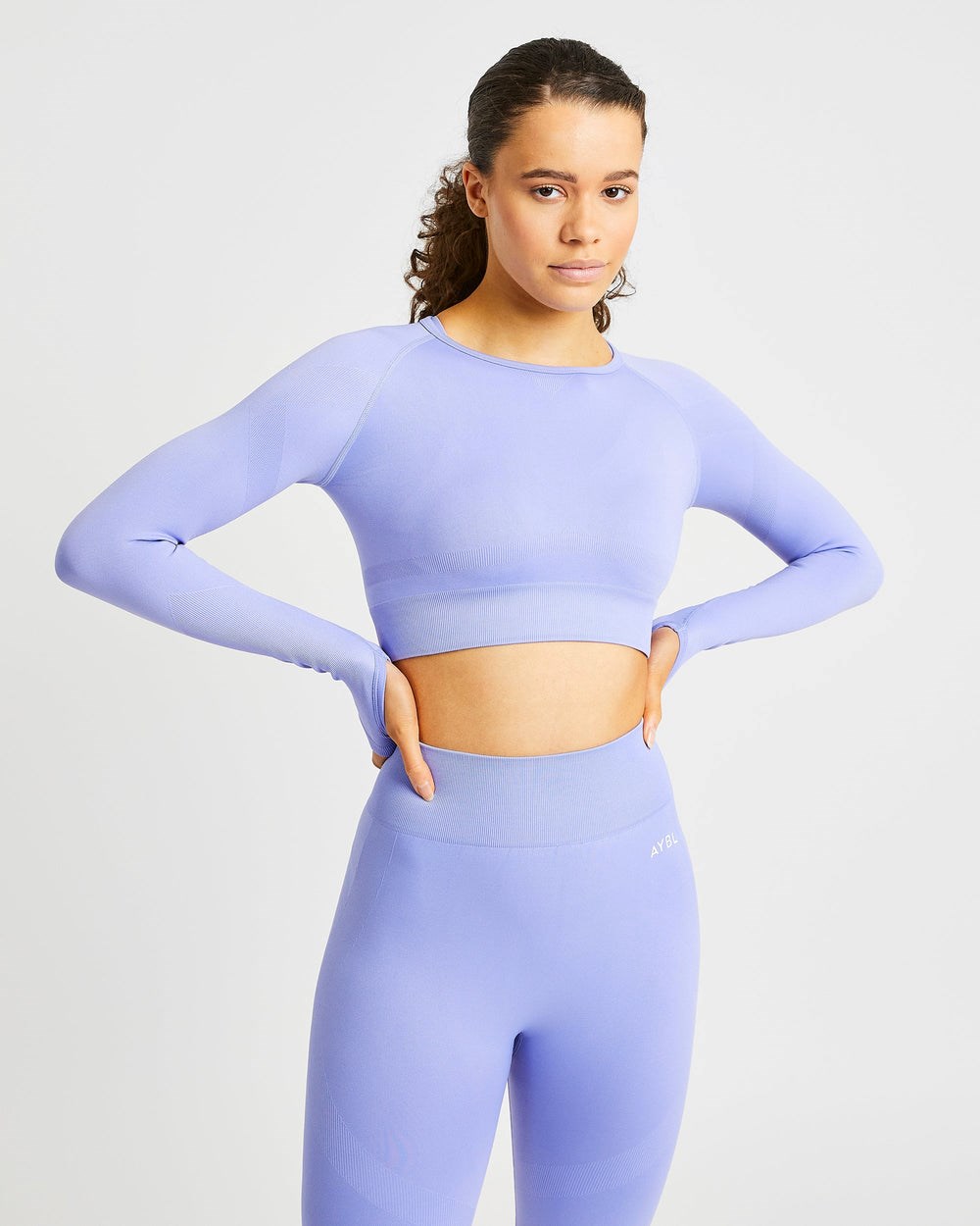 AYBL Reform Seamless Long Sleeve Crop Top Fioletowe | 034168-APM