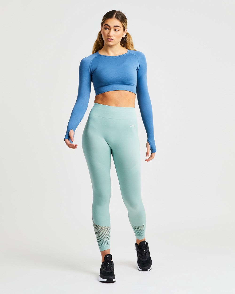 AYBL Reform Seamless Long Sleeve Crop Top Niebieskie | 432091-UHY