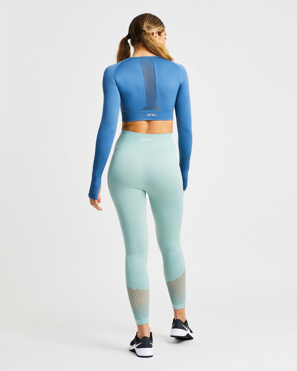 AYBL Reform Seamless Long Sleeve Crop Top Niebieskie | 432091-UHY