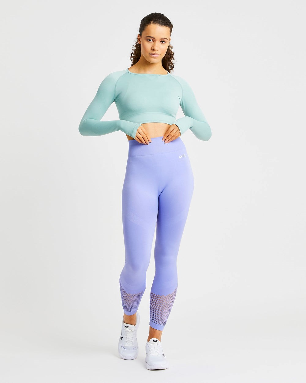 AYBL Reform Seamless Long Sleeve Crop Top Zielone | 617854-ZJK