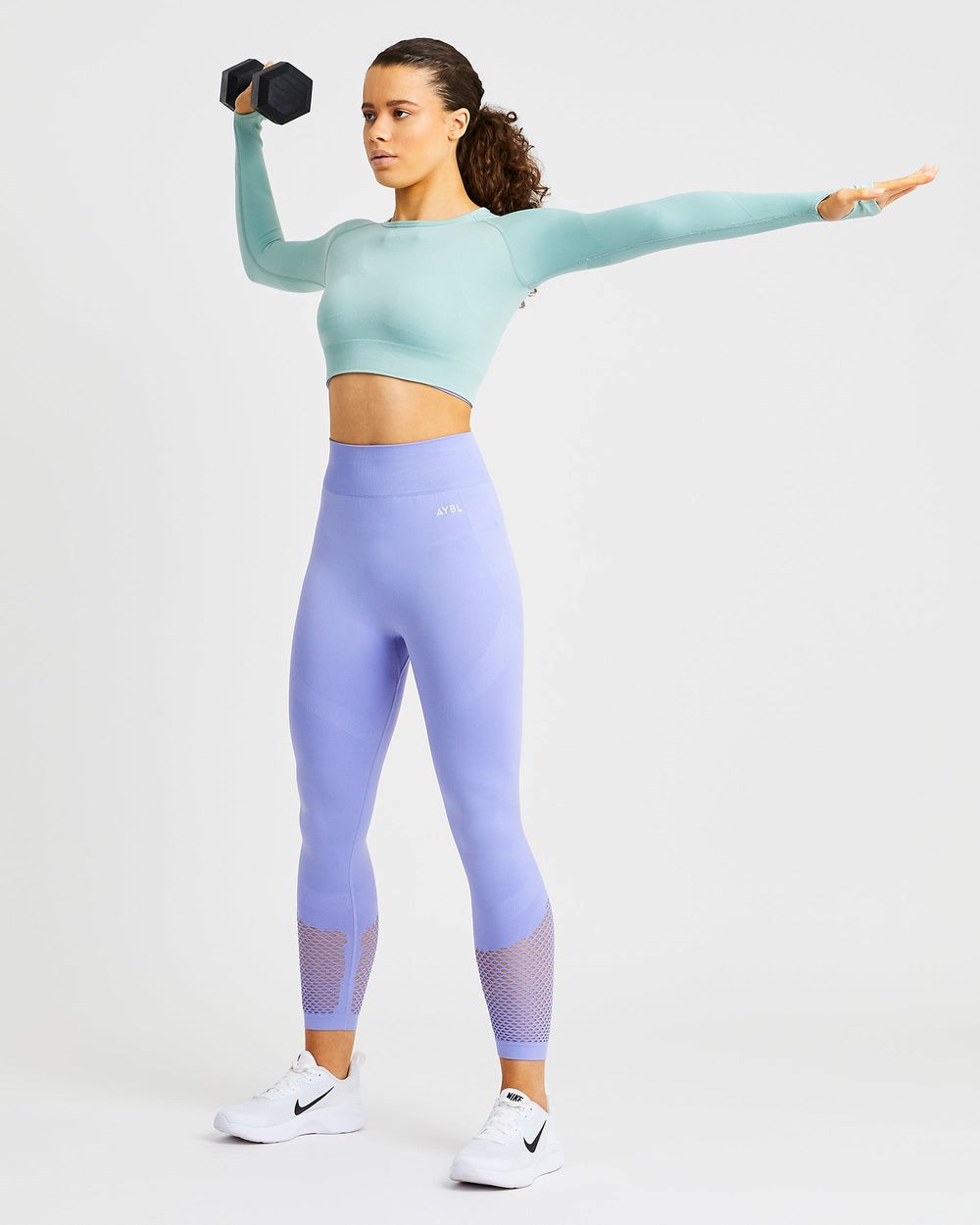 AYBL Reform Seamless Long Sleeve Crop Top Zielone | 635971-BMP