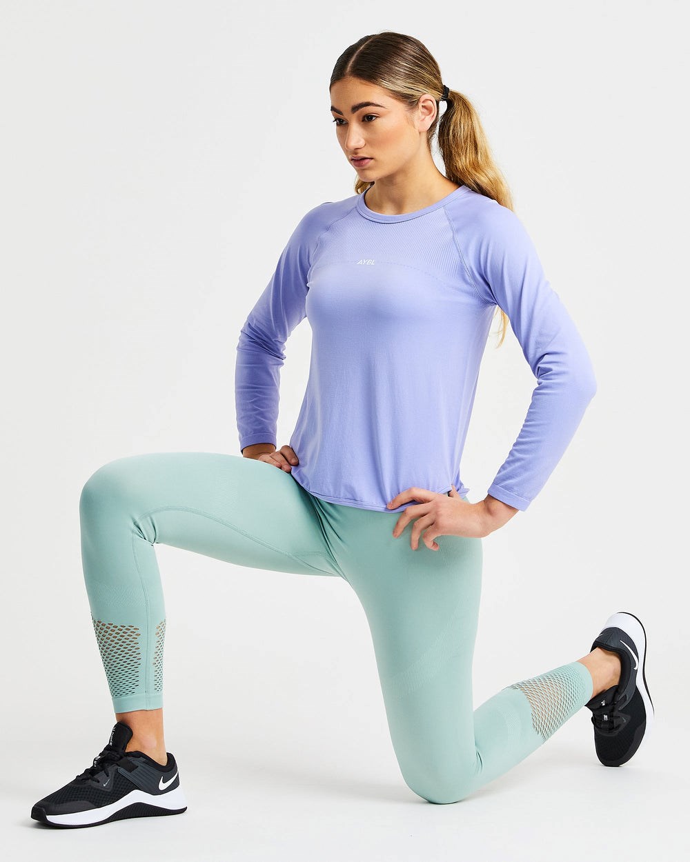 AYBL Reform Seamless Long Sleeve T Shirt Fioletowe | 543687-CYJ