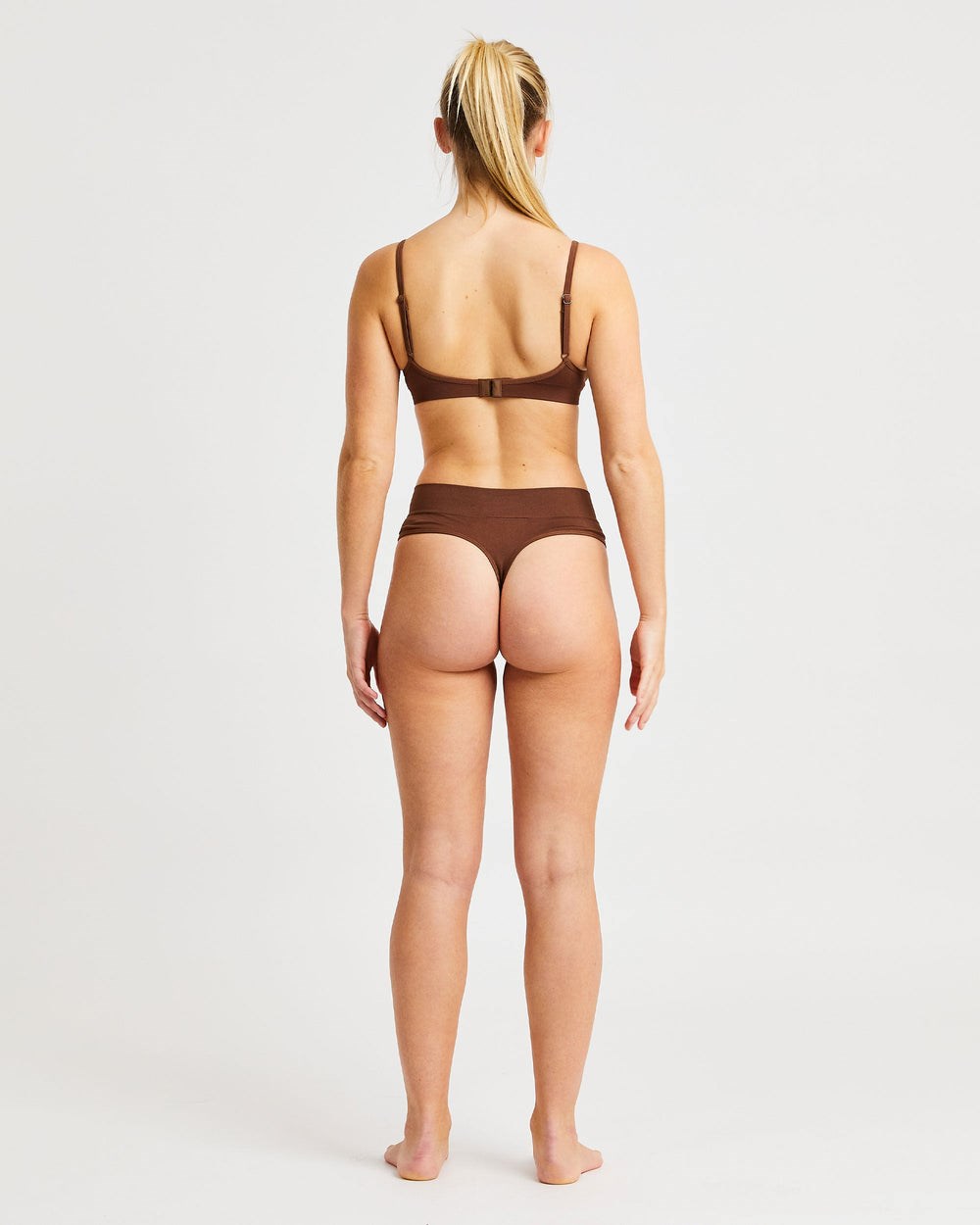 AYBL Seamless High Rise Stringi Brązowe | 463958-CDA