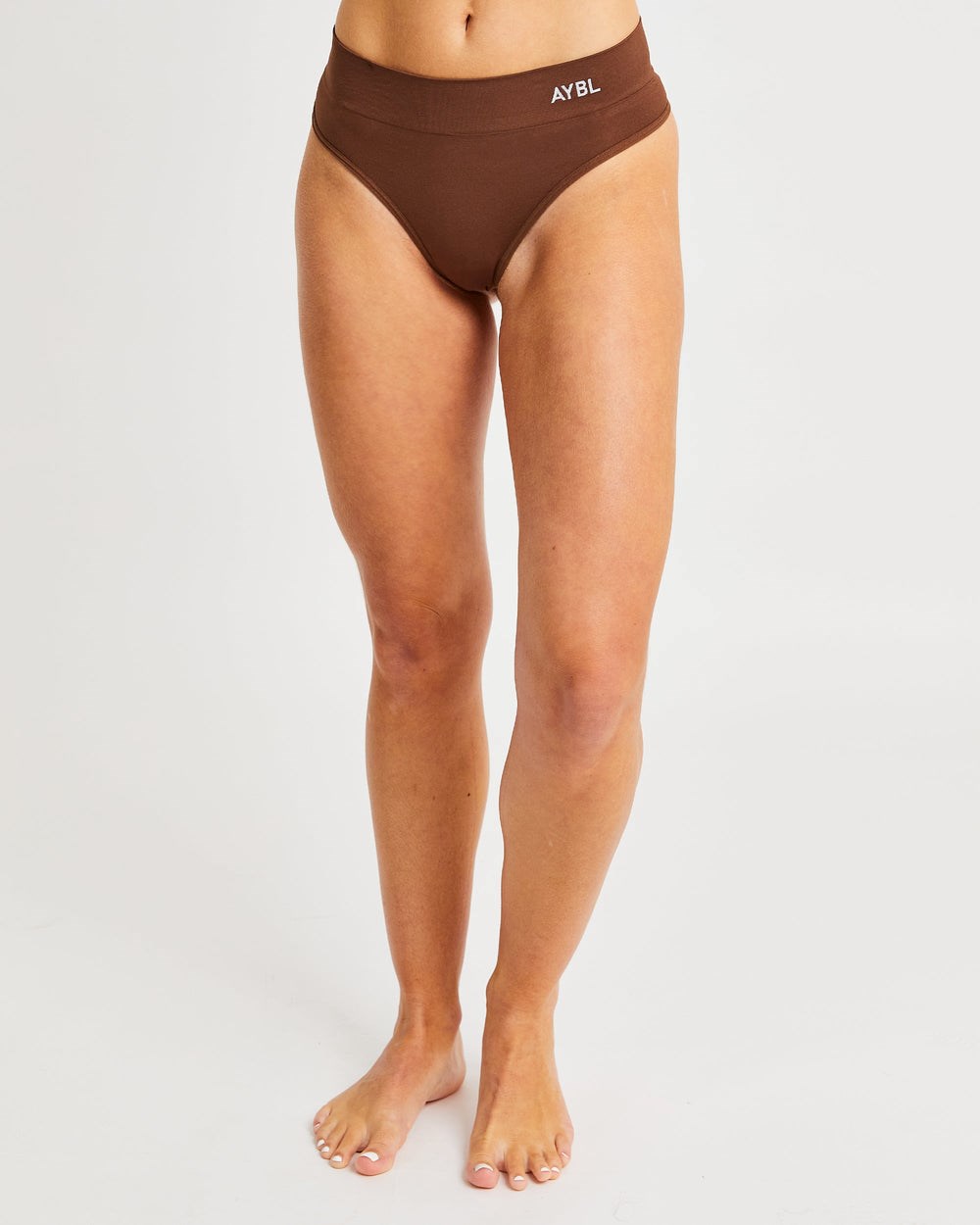 AYBL Seamless High Rise Stringi Brązowe | 463958-CDA