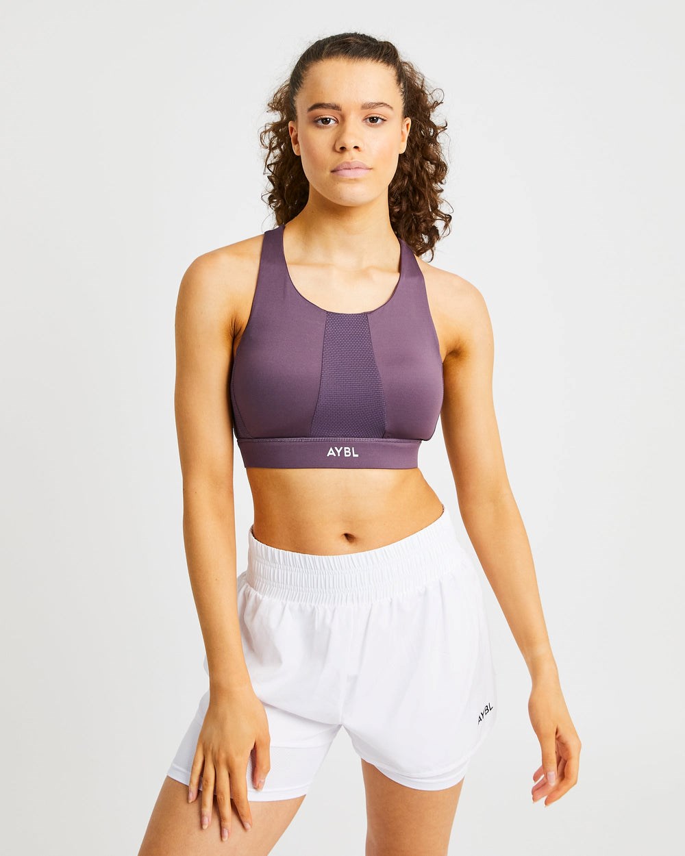 AYBL Sportive High Neck Sports Bra Fioletowe | 016439-SUC