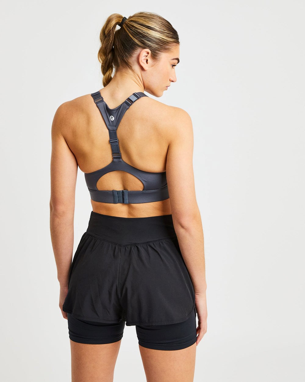 AYBL Sportive Open Back Sports Bra Charcoal | 417283-JIC