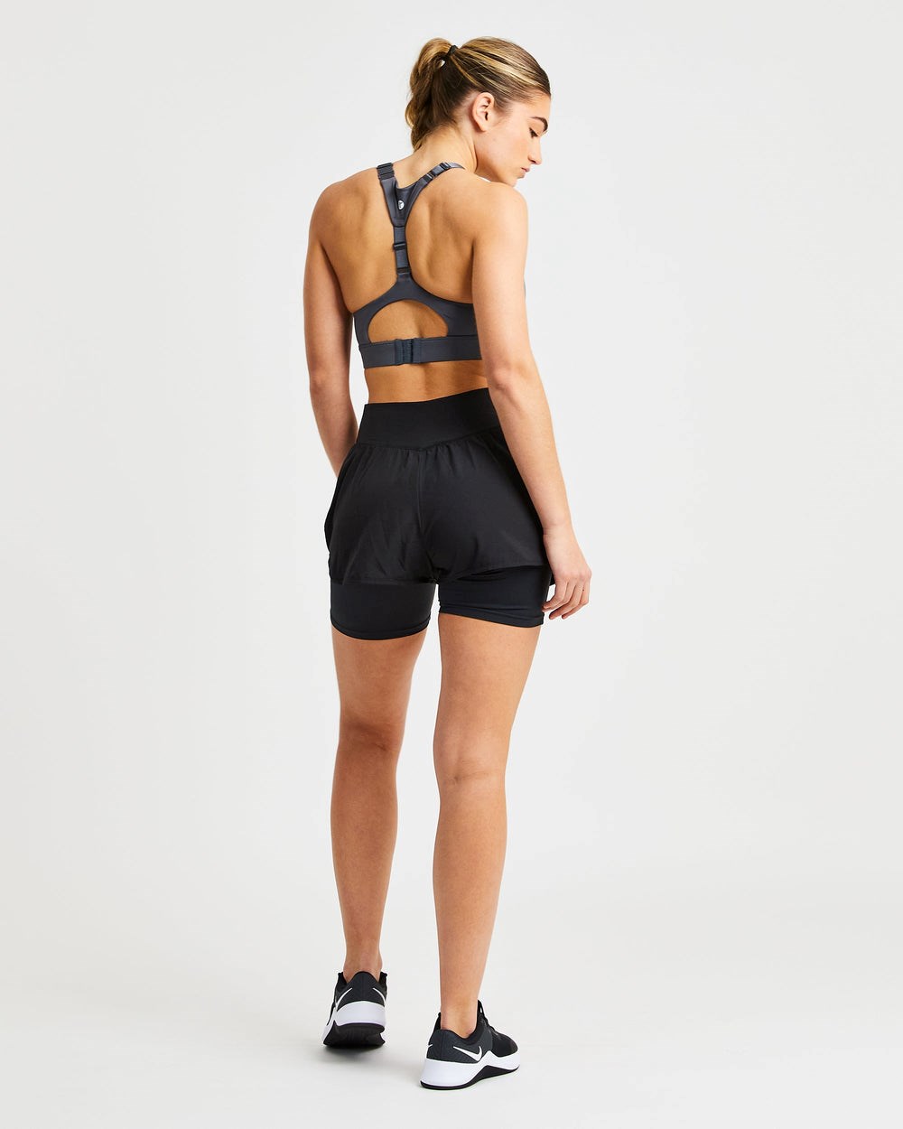 AYBL Sportive Open Back Sports Bra Charcoal | 417283-JIC