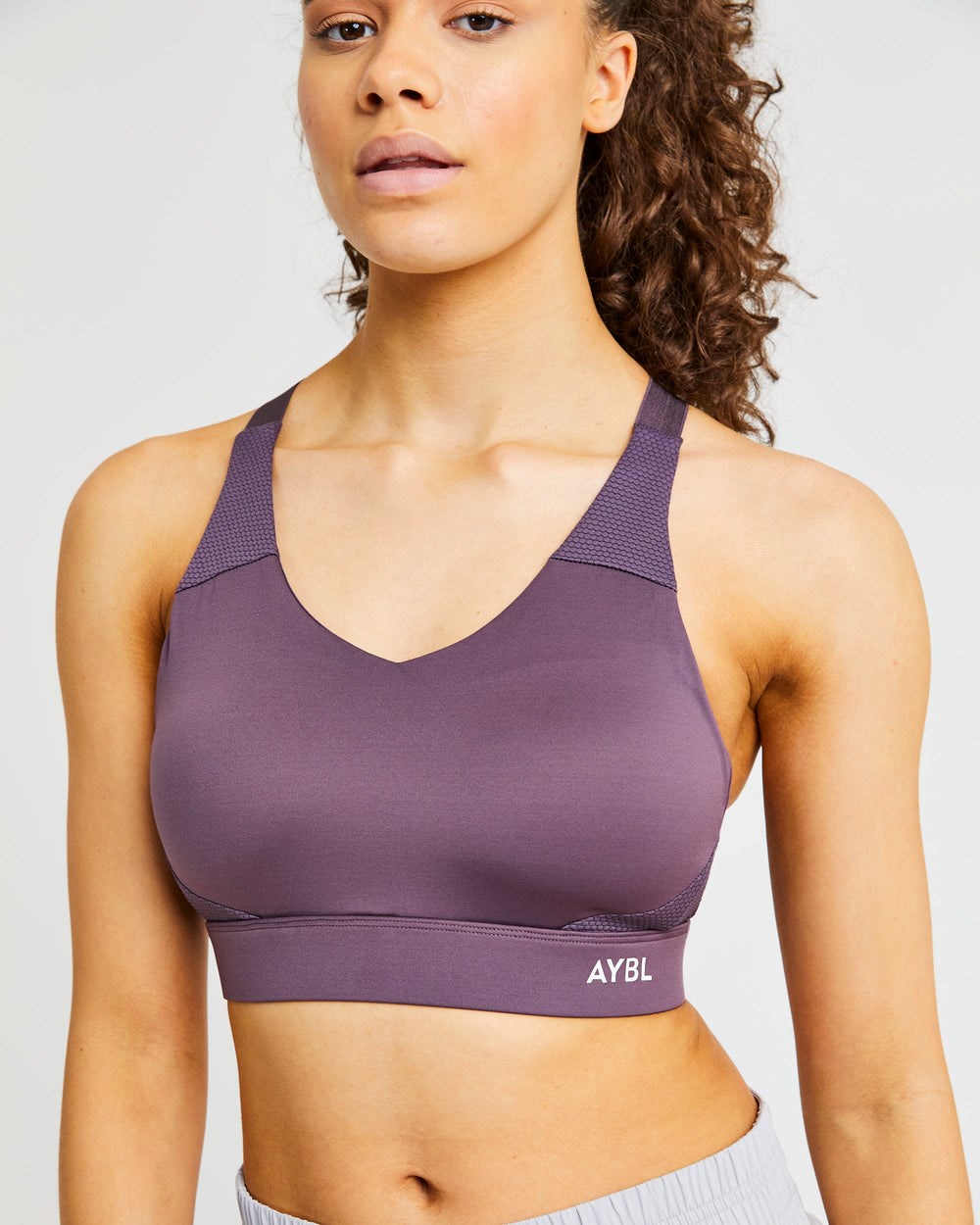 AYBL Sportive Open Back Sports Bra Fioletowe | 954071-UPR