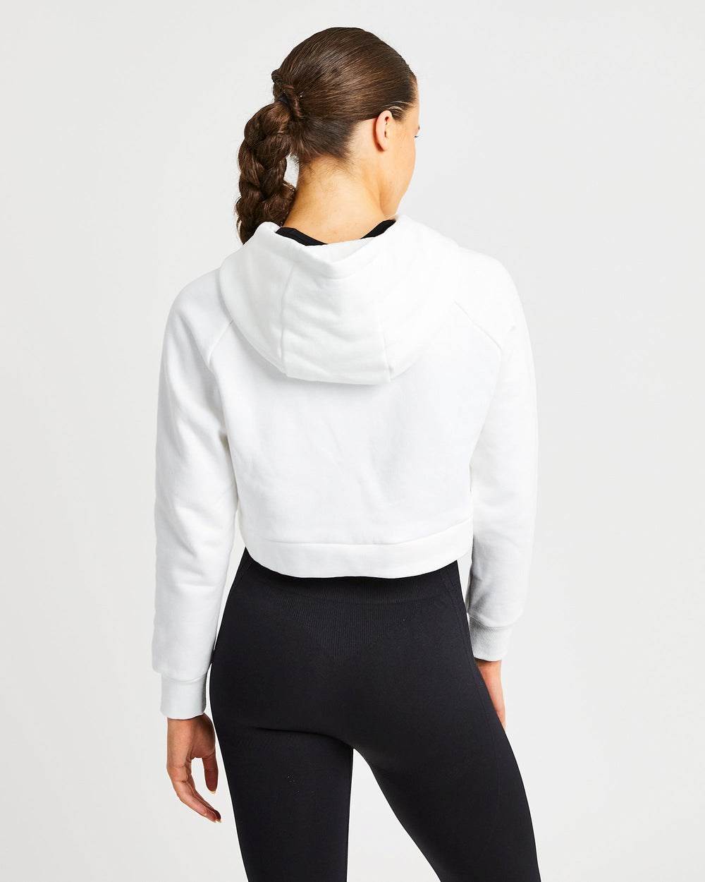 AYBL Staple Crop Hoodie Białe | 647291-KRG