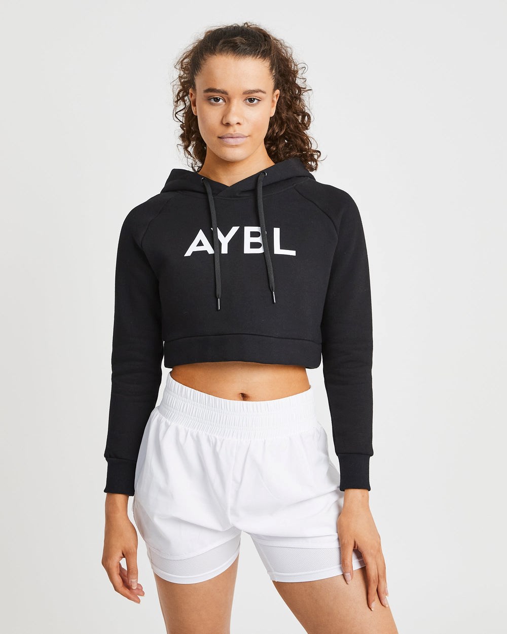 AYBL Staple Crop Hoodie Czarne | 125789-SIP