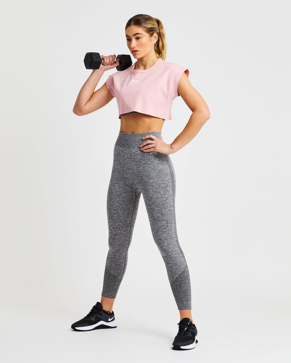 AYBL Treningowe Crop Top Różowe | 284109-EXJ