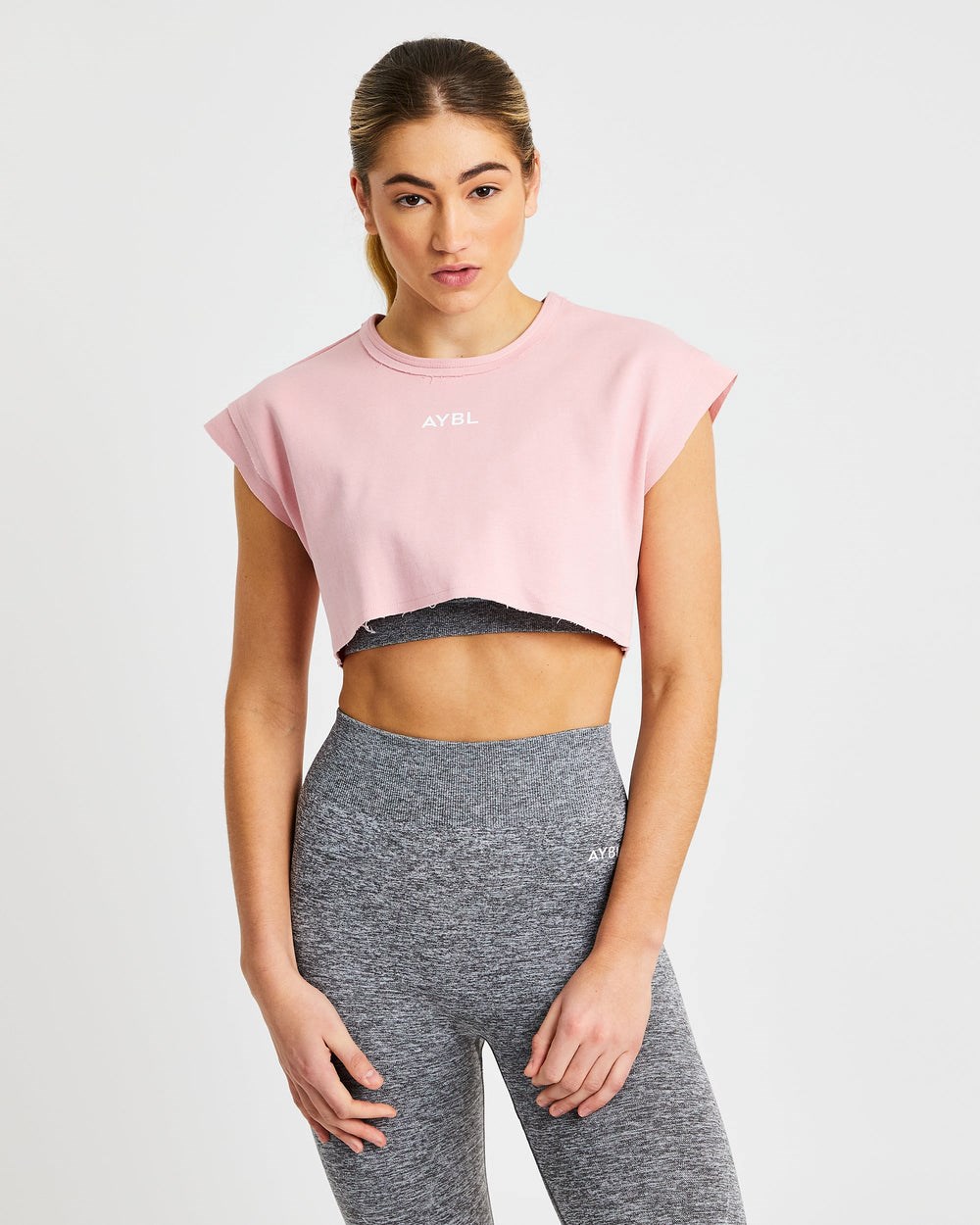 AYBL Treningowe Crop Top Różowe | 284109-EXJ