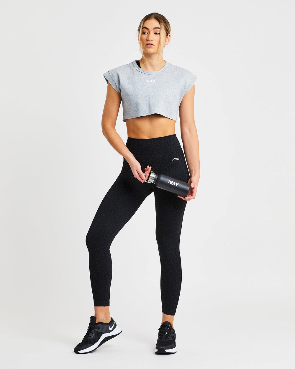 AYBL Treningowe Crop Top Szare | 851096-KIO