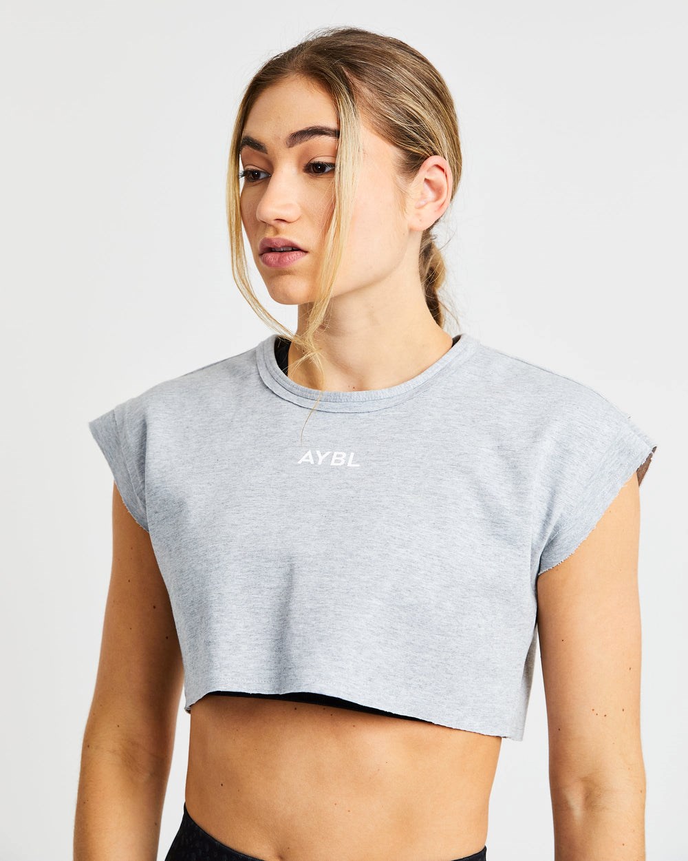 AYBL Treningowe Crop Top Szare | 851096-KIO